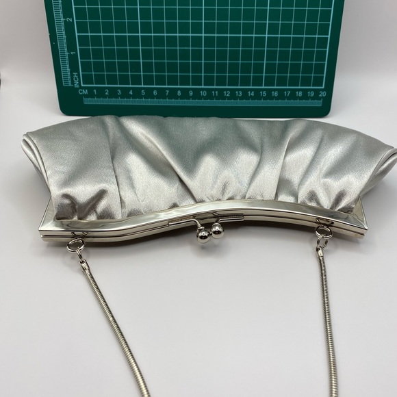Jeannie Lottie silver satin clutch w/ silver snake strap. BNWOT. - Picture 9 of 9